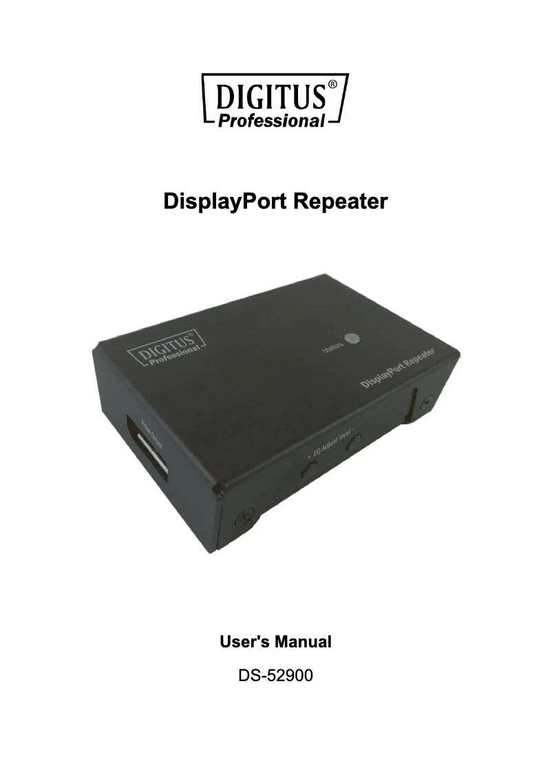 Page n°1 - Manuel utilisateur Digitus DisplayPort Repeater DS-52900