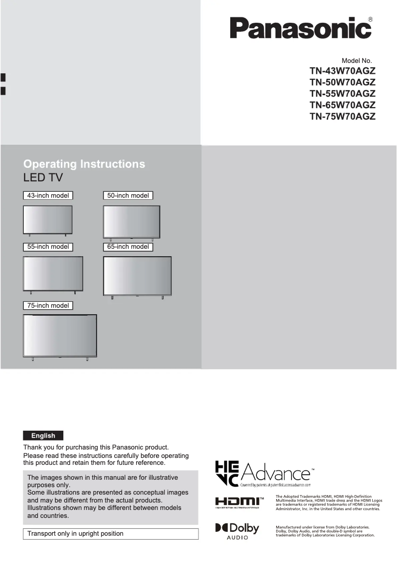 Page 1 de la notice Manuel utilisateur Panasonic TN-50W70AGZ
