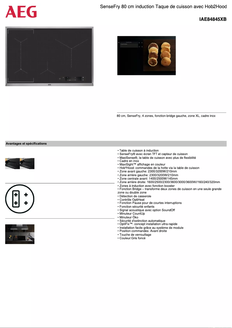 Page n°1 - Fiche technique AEG IAE84845XB