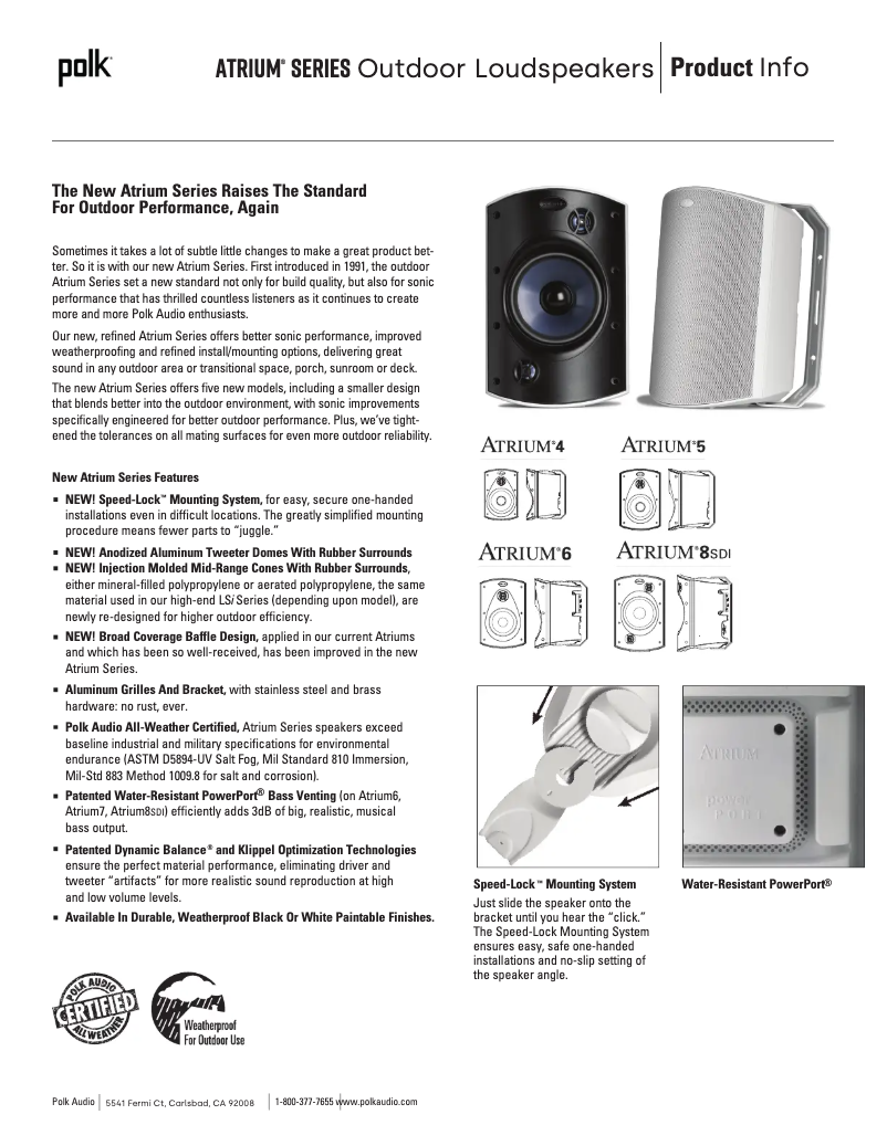 Página 1 del manual Ficha técnica Polk Atrium 6