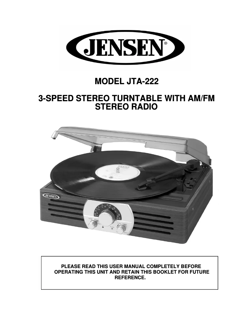Page n°1 - Manuel utilisateur Jensen JTA-222