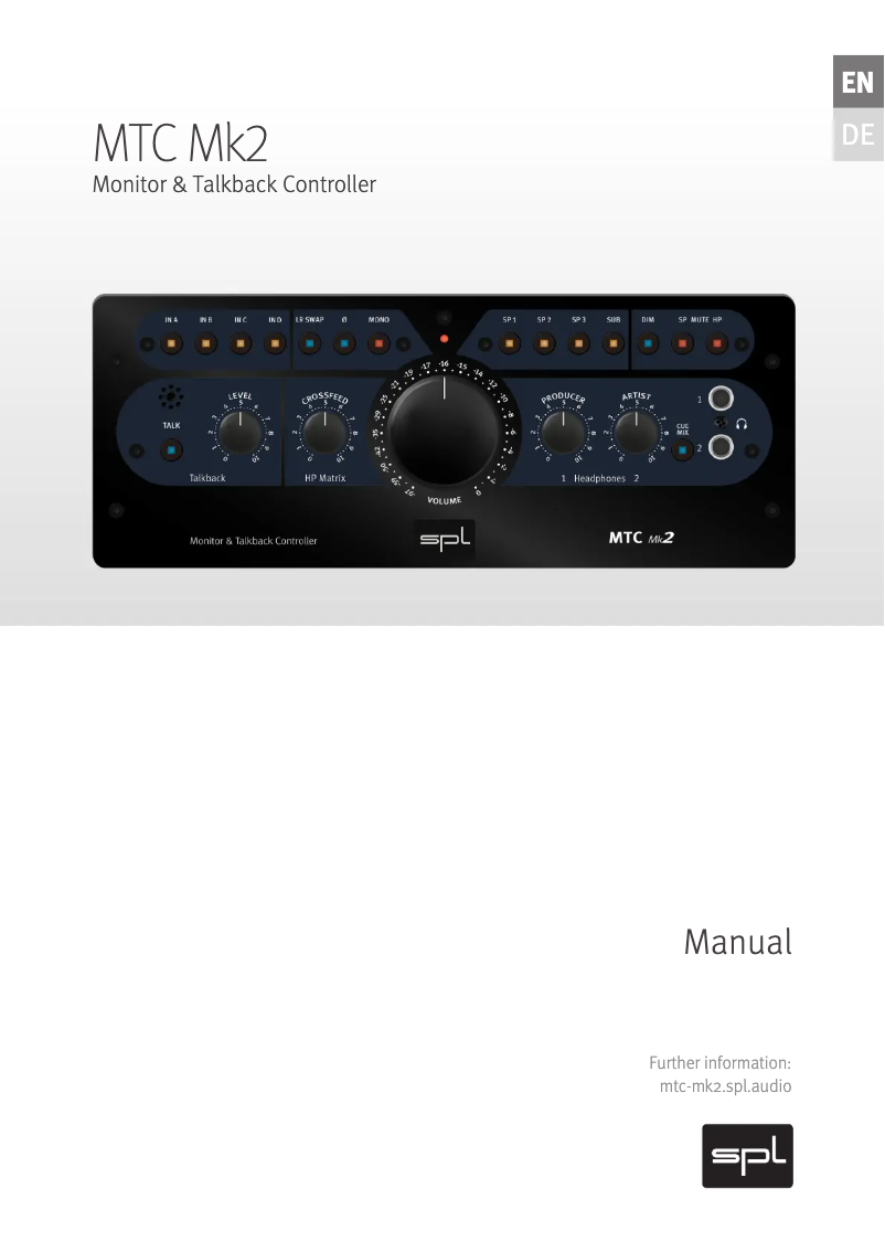 Page n°1 - Manuel utilisateur SPL MTC Mk2