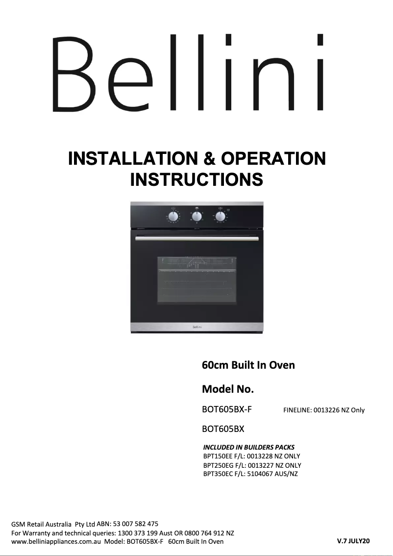Image de la première page du manuel de l'appareil BOT605BX-F