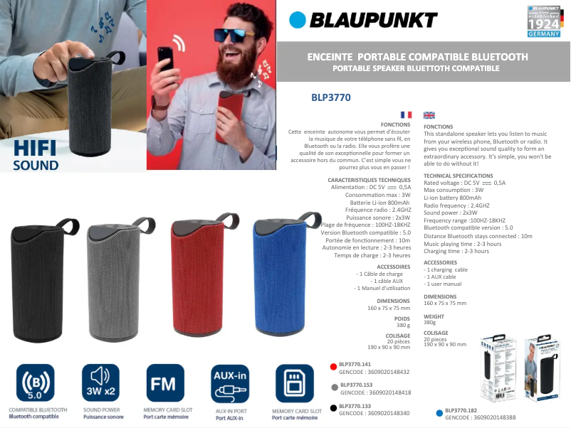 Page 1 de la notice Manuel utilisateur Blaupunkt BLP3770