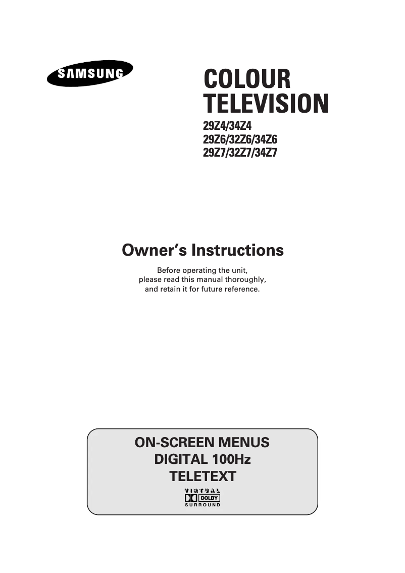 Page 1 de la notice Manuel utilisateur Samsung WS-28Z68P