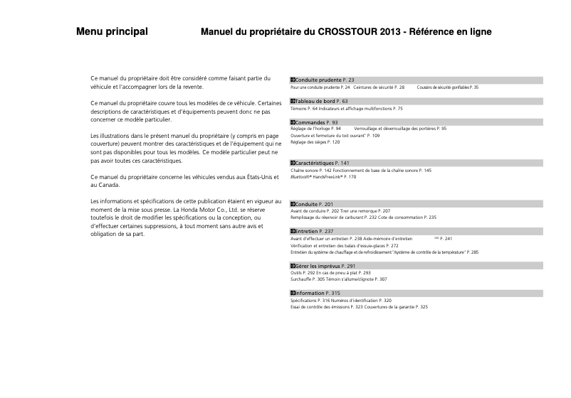 Page 1 de la notice Manuel utilisateur Honda Civic Coupe (2013)