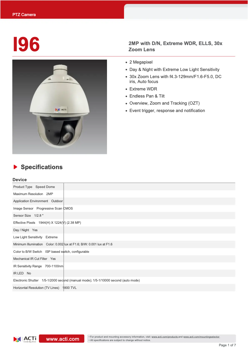 Image de la première page du manuel de l'appareil I96