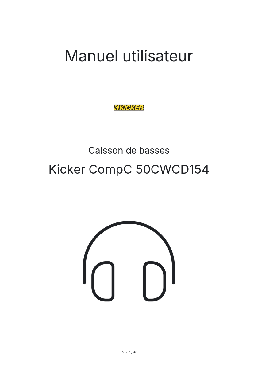 Page n°1 - Manuel utilisateur Kicker CompC 50CWCD154