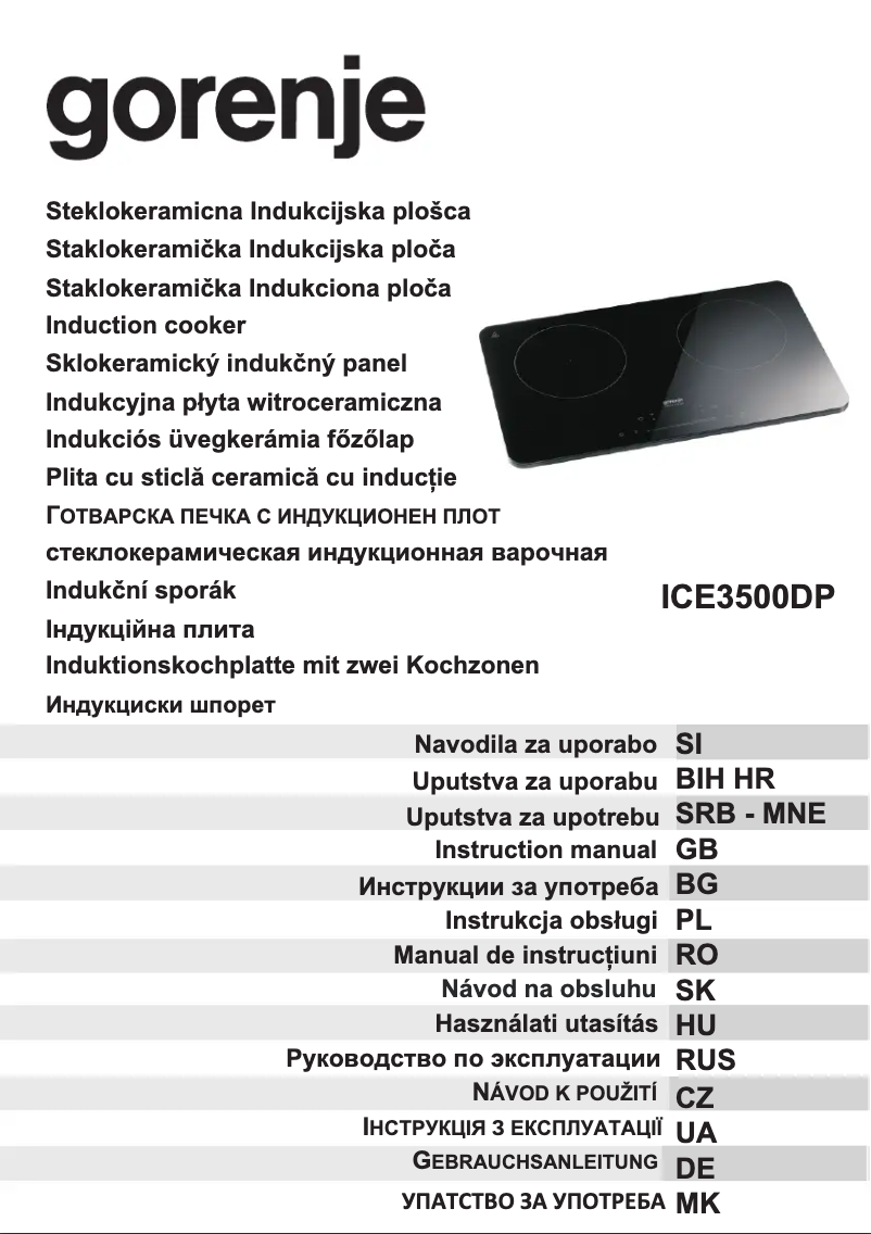 Page n°1 - Manuel utilisateur Gorenje ICE3500DP