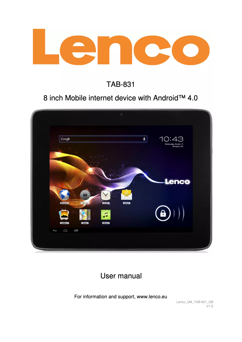 Image de la première page du manuel de l'appareil TAB-831