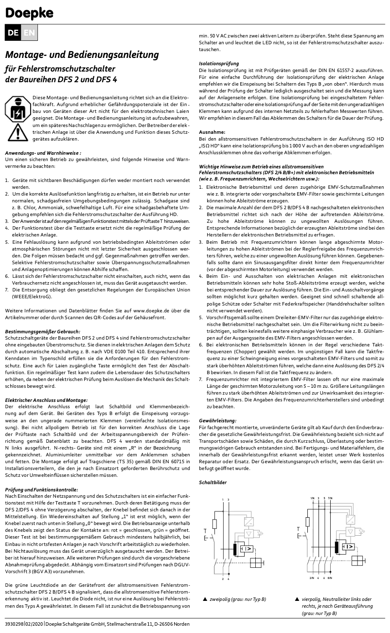 Image de la première page du manuel de l'appareil DFS 2 063-2/0