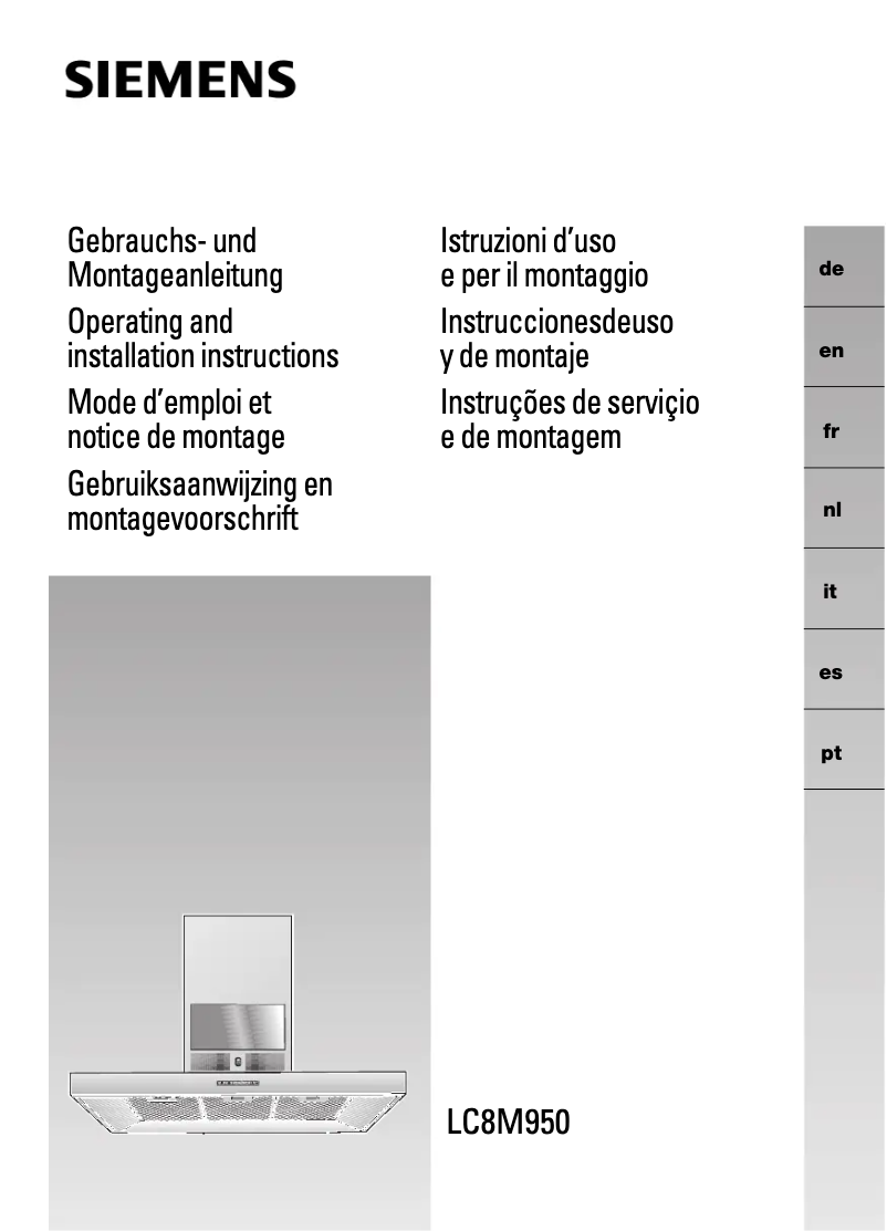 Page n°1 - Guide d'installation Siemens LC8M950