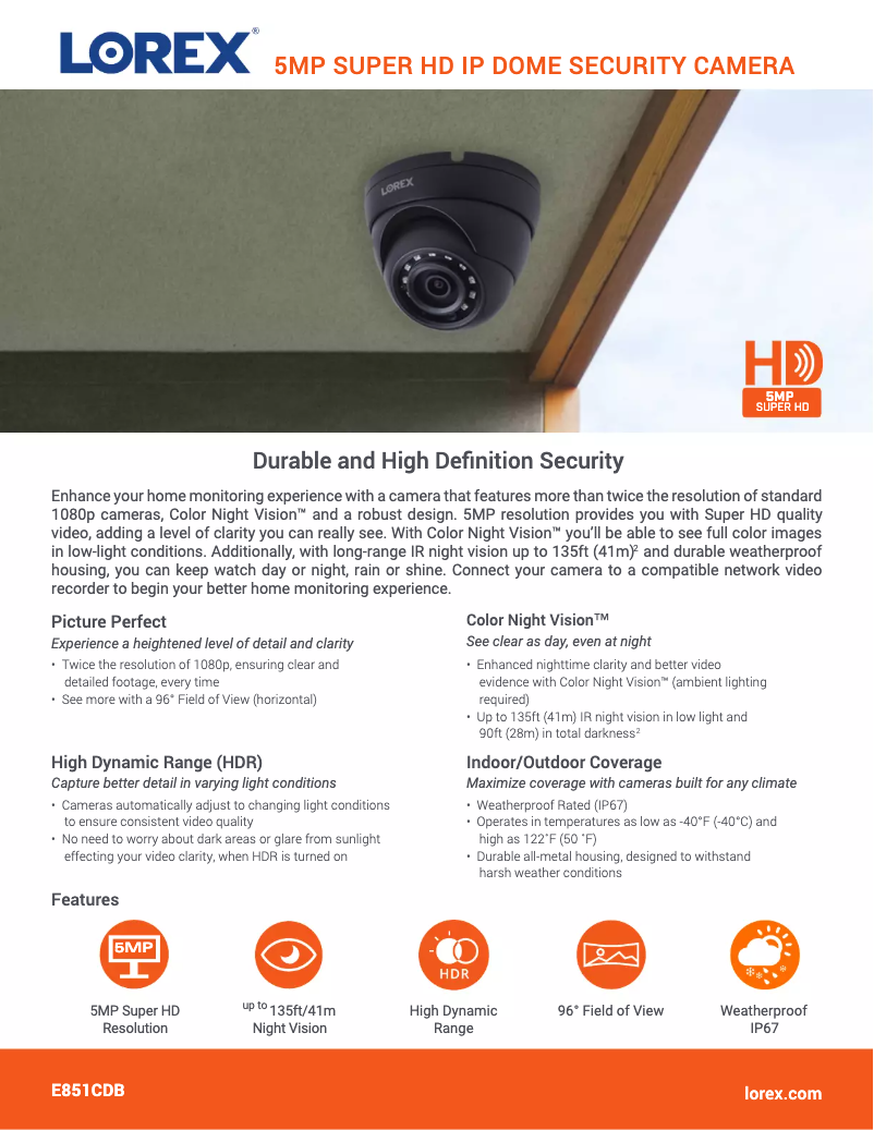 Página 1 del manual Ficha técnica Lorex E581CDB