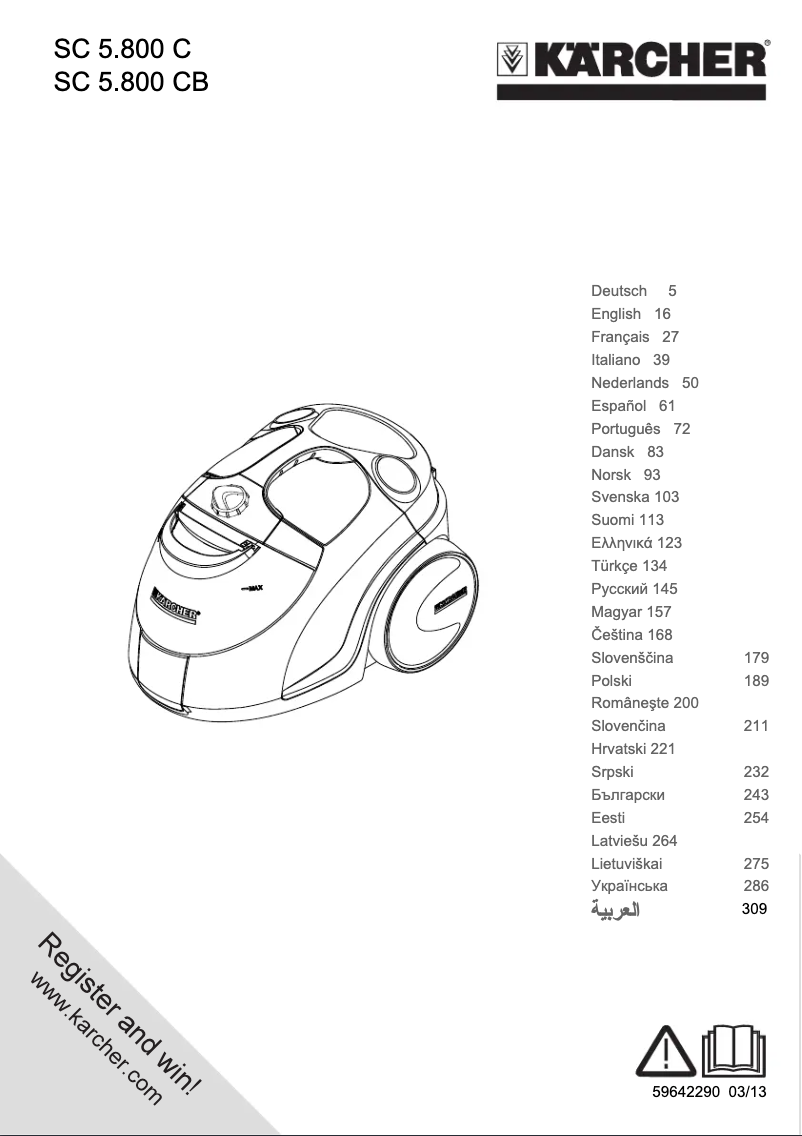 Page 1 de la notice Manuel utilisateur Kärcher SC 5.800 C