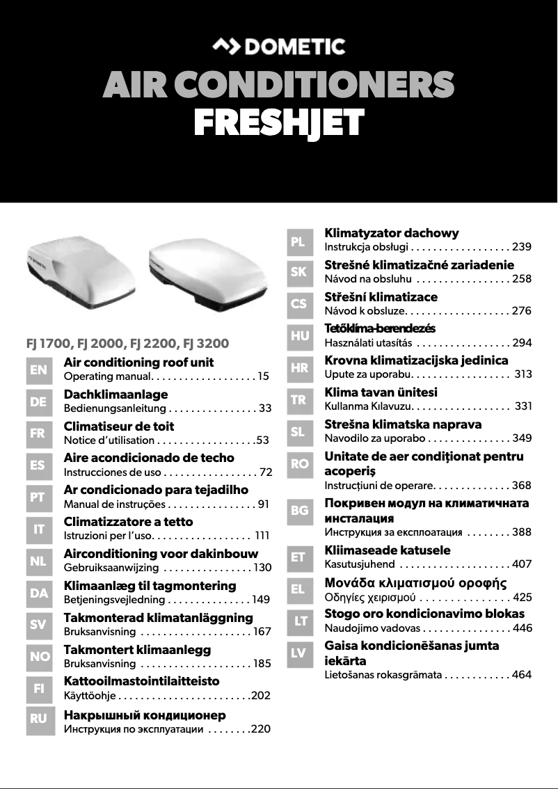 Page 1 de la notice Manuel utilisateur Dometic FreshJet 2200