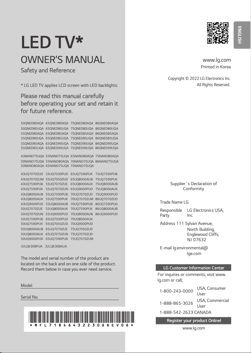 Page n°1 - Manuel utilisateur LG 65UQ7030PUD