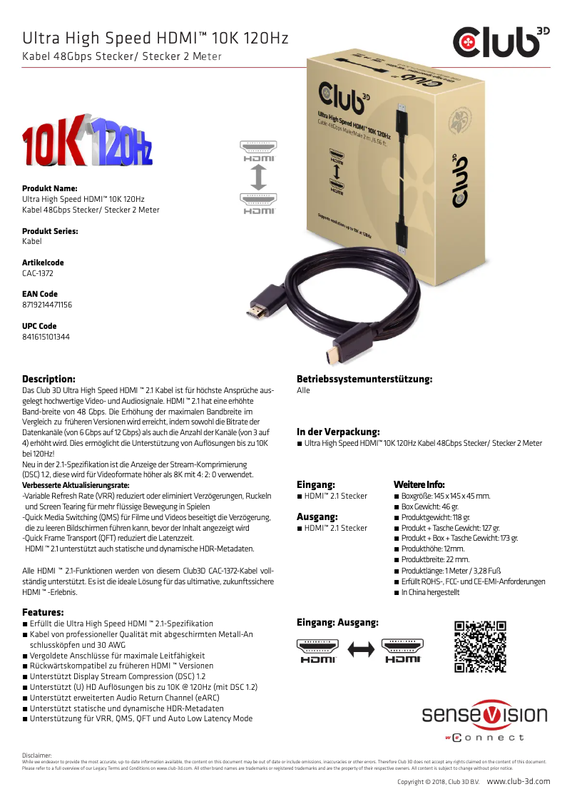 Page n°1 - Manuel utilisateur CLUB3D CAC-1372