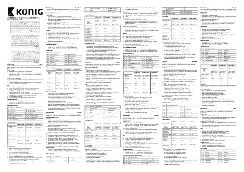 Page 1 de la notice Manuel utilisateur Konig CSKBBT200BE