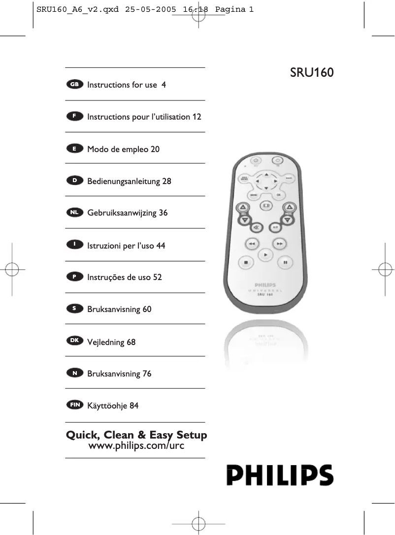 Page n°1 - Manuel utilisateur Philips SRU160NC