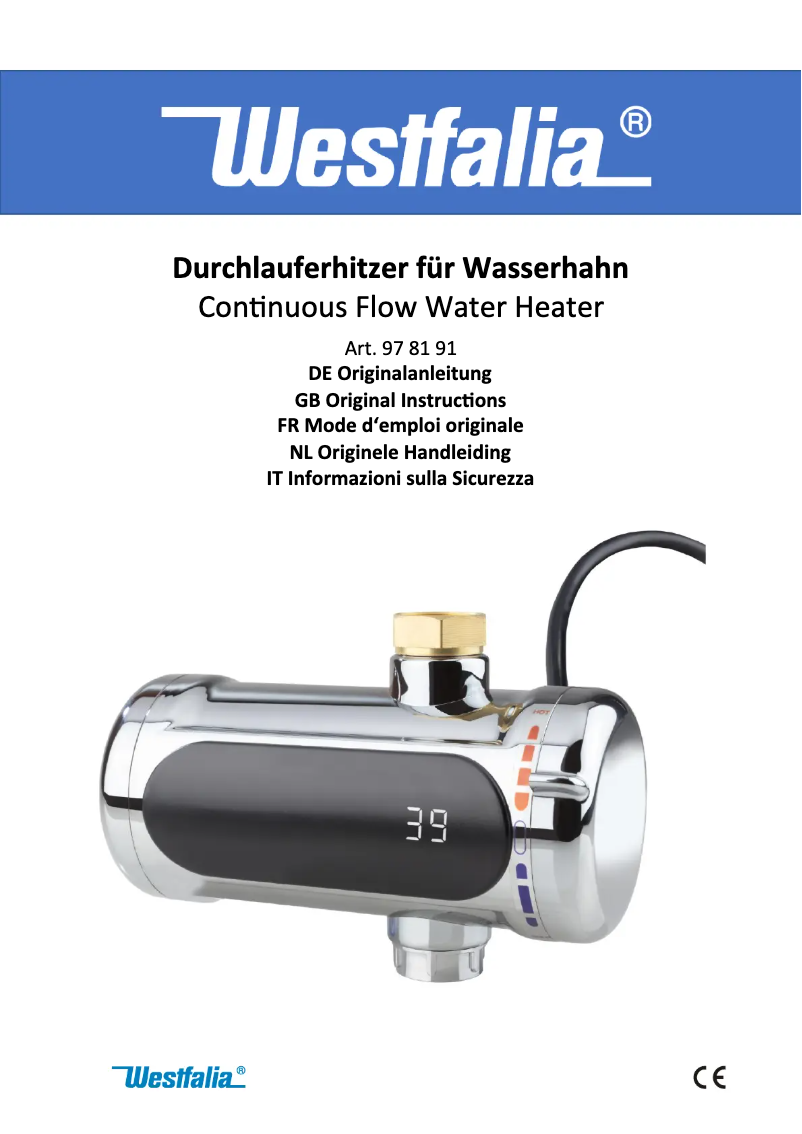 Page 1 de la notice Manuel utilisateur Westfalia 978191