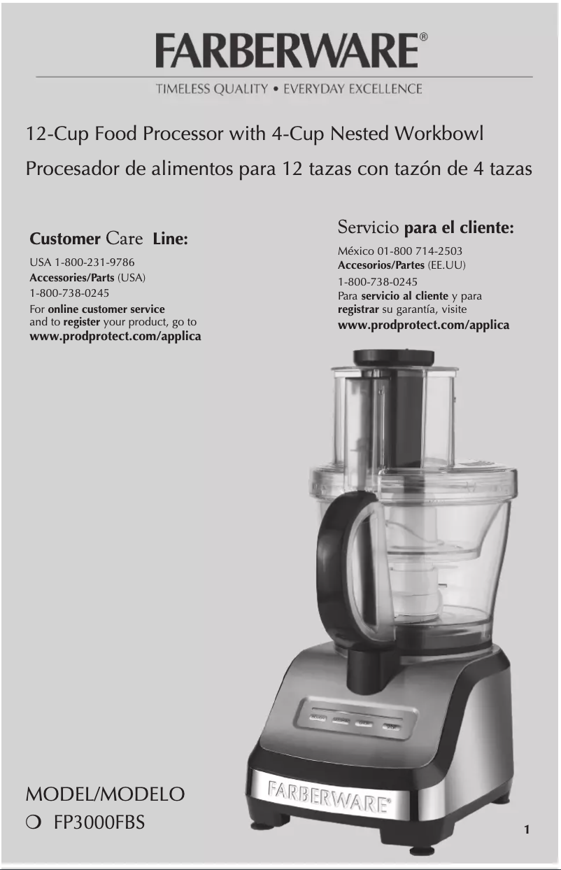 Page n°1 - Manuel utilisateur Farberware FP3000FBS