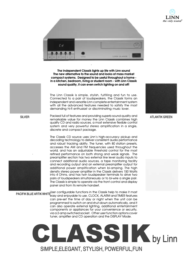 Página 1 del manual Ficha técnica Linn Classik Music