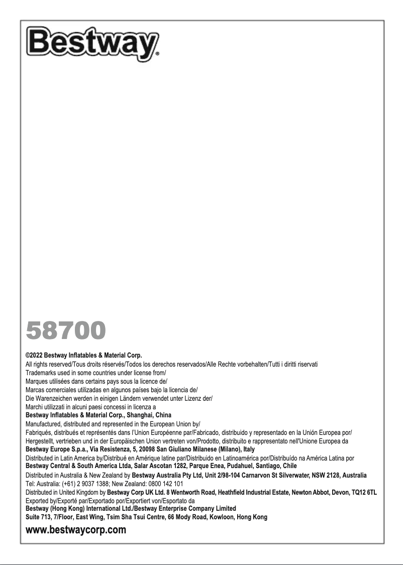 Página 1 del manual Manual de usuario Bestway 58700