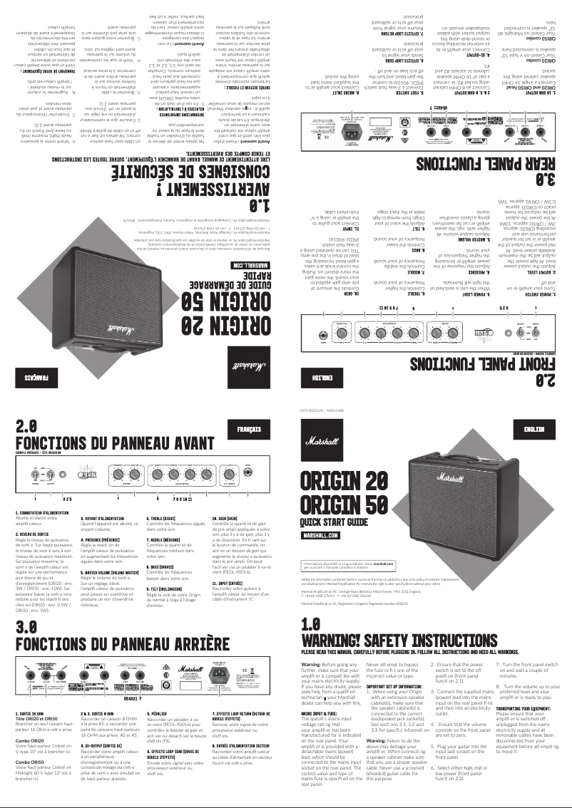 Imagen de la primera página del manual del dispositivo Origin 50