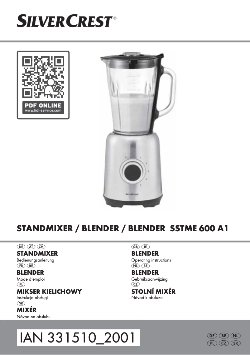 Page n°1 - Manuel utilisateur SilverCrest SSTME 600 A1