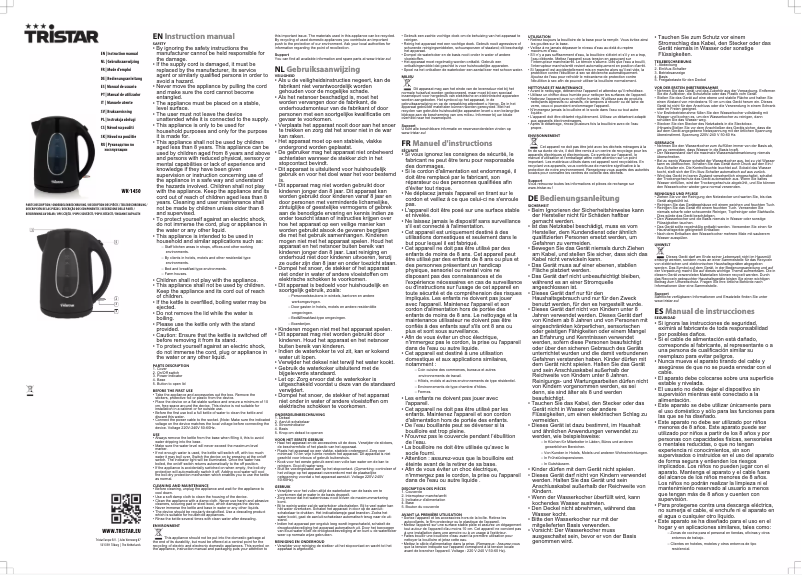 Page 1 de la notice Manuel utilisateur TriStar WK-1450