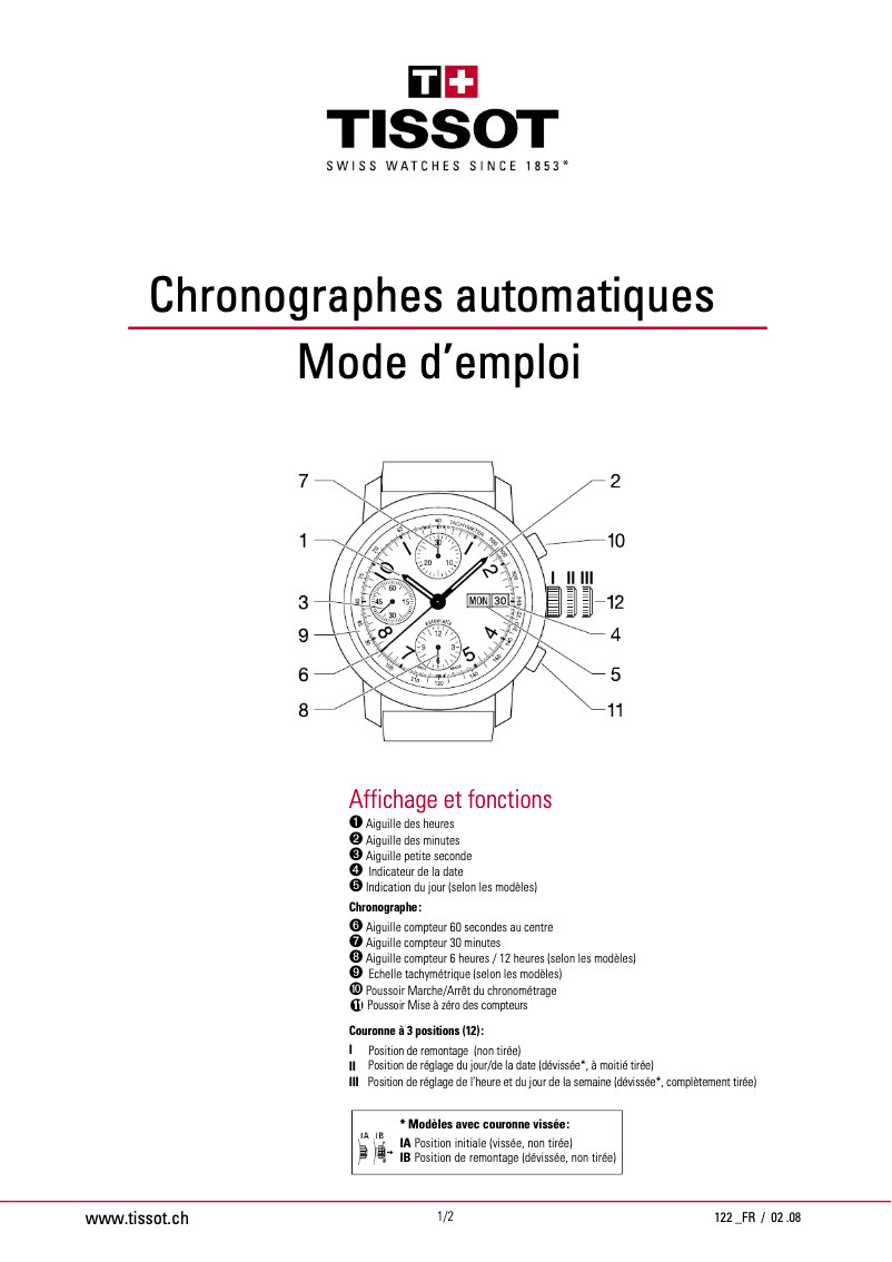 Page 1 of the manual User Manual Tissot PRS 516