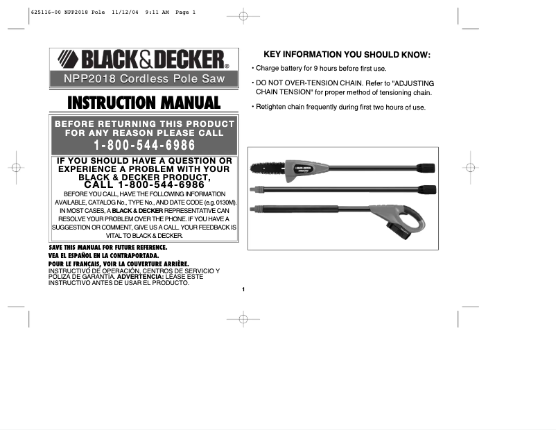 Page n°1 - Manuel utilisateur Black & Decker NPP2018