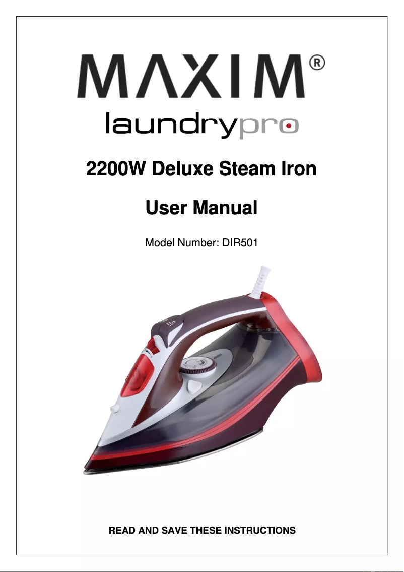 Page n°1 - Manuel utilisateur Maxim LaundryPro DIR501