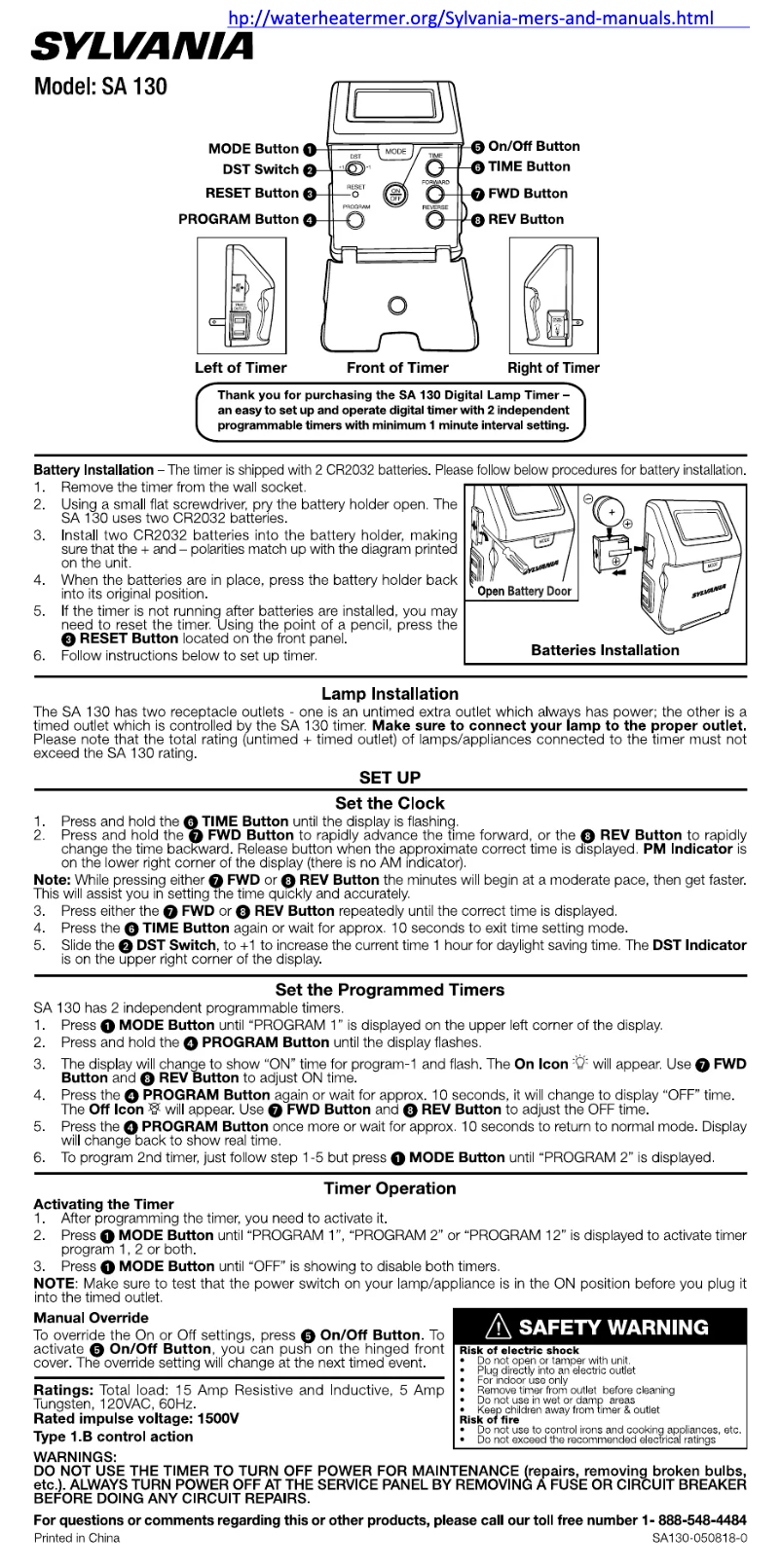 Page 1 de la notice Manuel utilisateur Sylvania SA-130