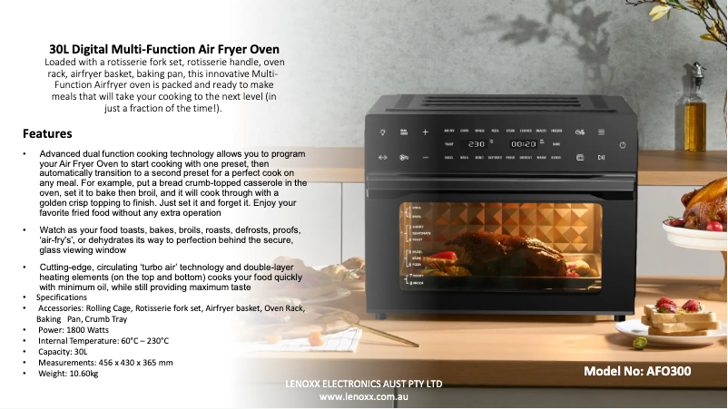 Page n°1 - Fiche technique Lenoxx Healthy Choice AFO300