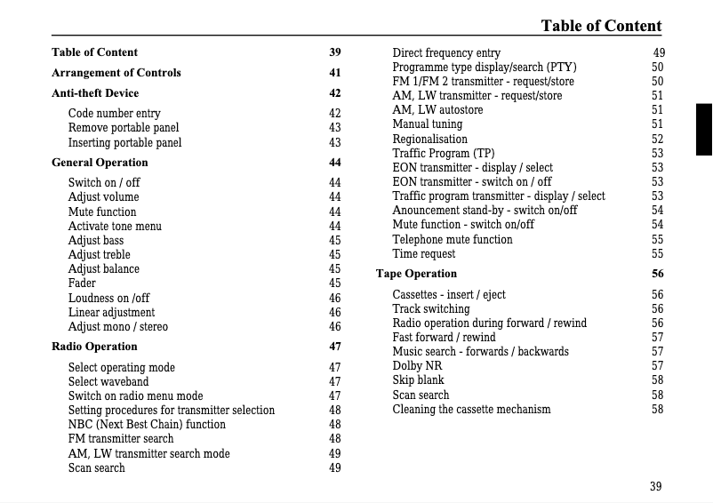 Page 1 de la notice Manuel utilisateur Becker Mexico 4325