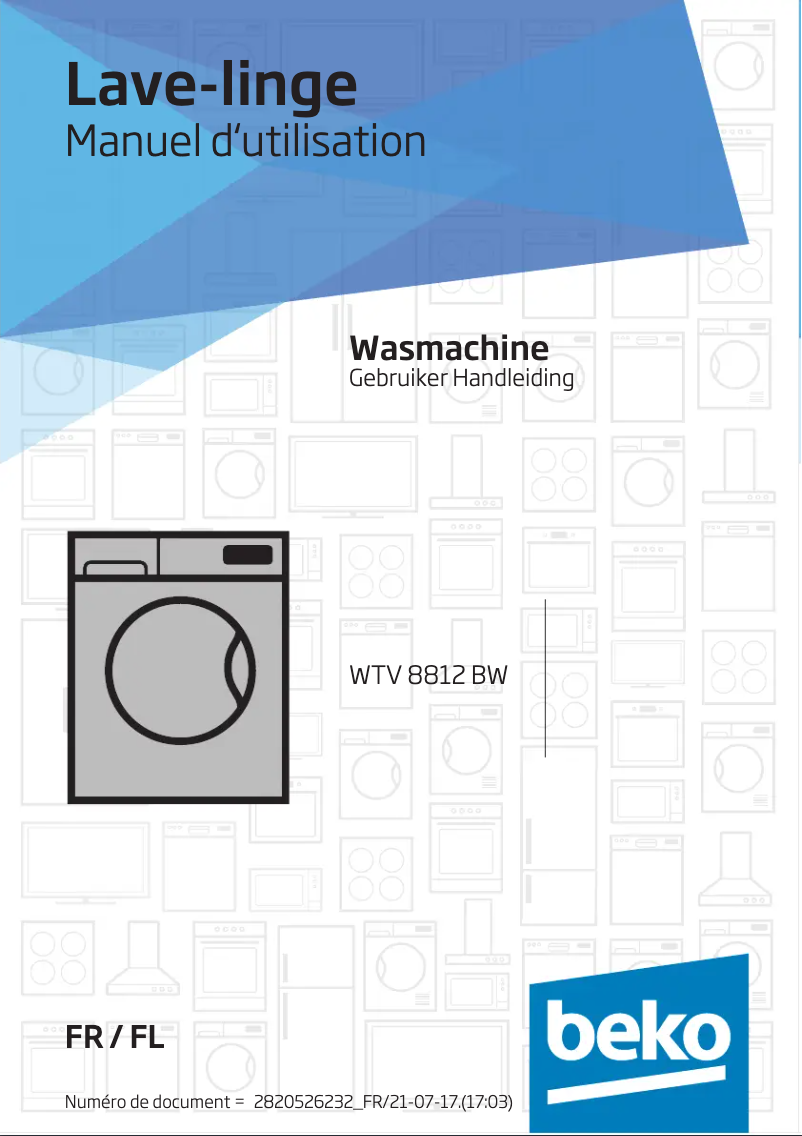 Page 1 de la notice Manuel utilisateur Beko WTV 8812 BW
