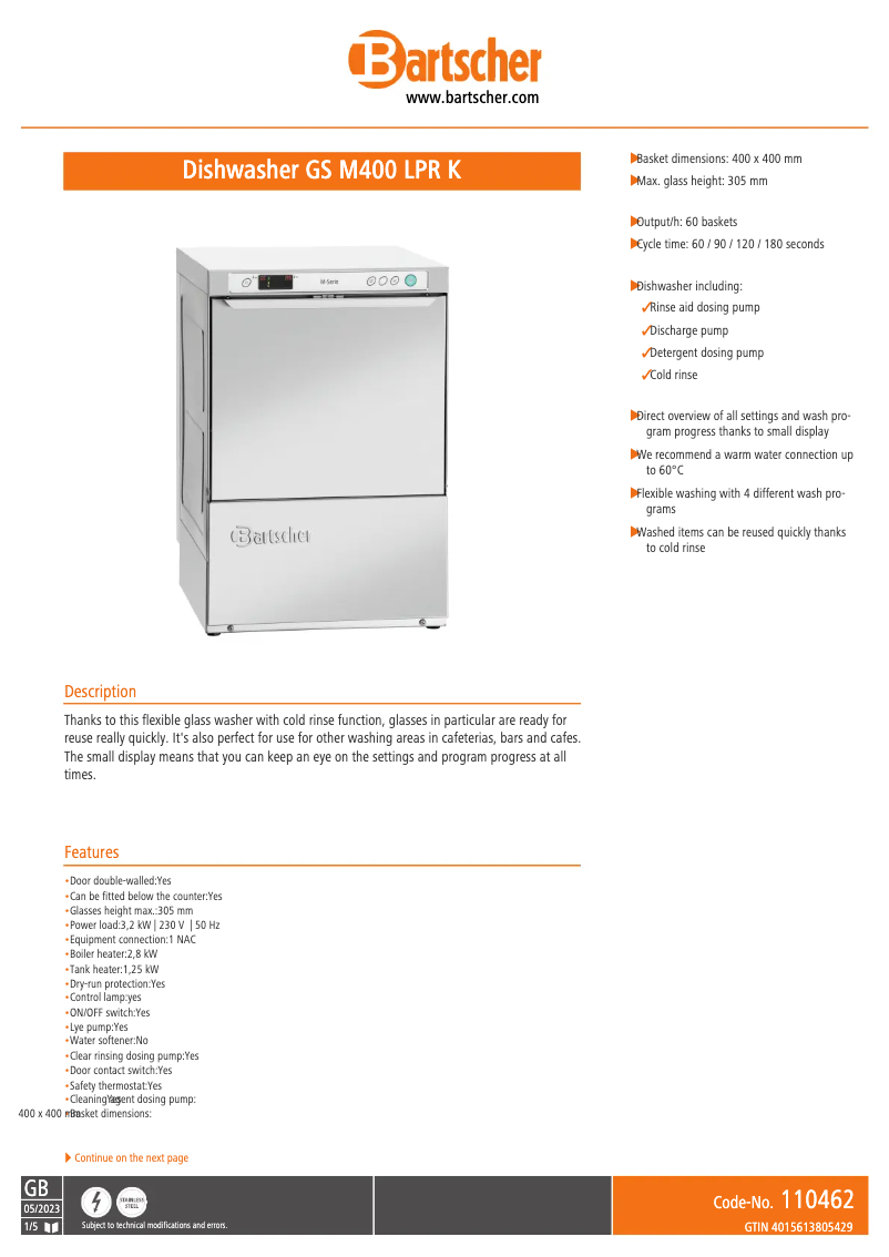 Image de la première page du manuel de l'appareil GS M400 LPR K