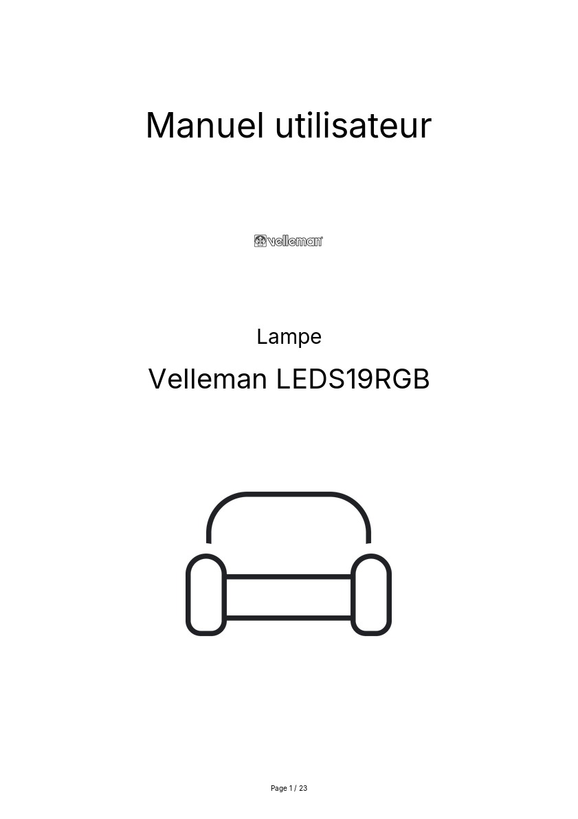 Page n°1 - Manuel utilisateur Velleman LEDS19RGB