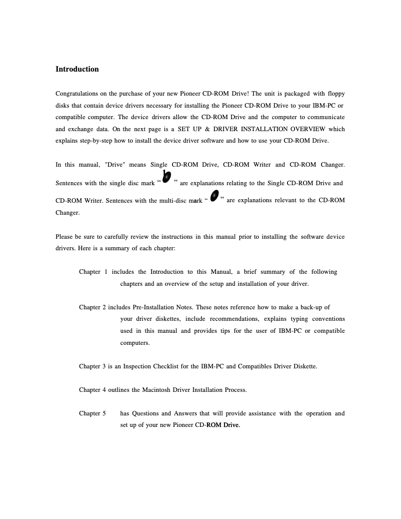 Page n°1 - Guide d'installation Pioneer DR-U10X