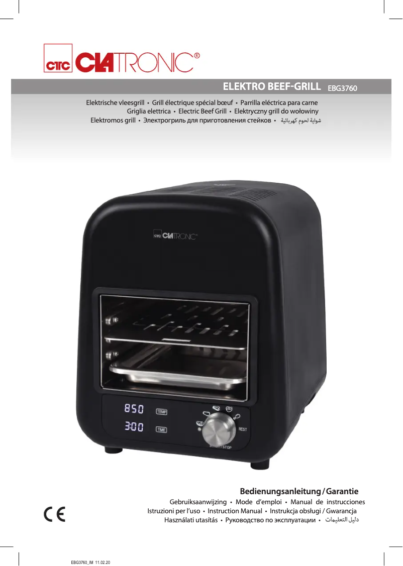 Page 1 de la notice Manuel utilisateur Clatronic EBG 3760