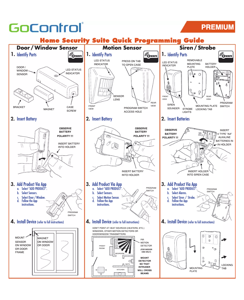 Imagen de la primera página del manual del dispositivo Z-Wave Home Security Suite