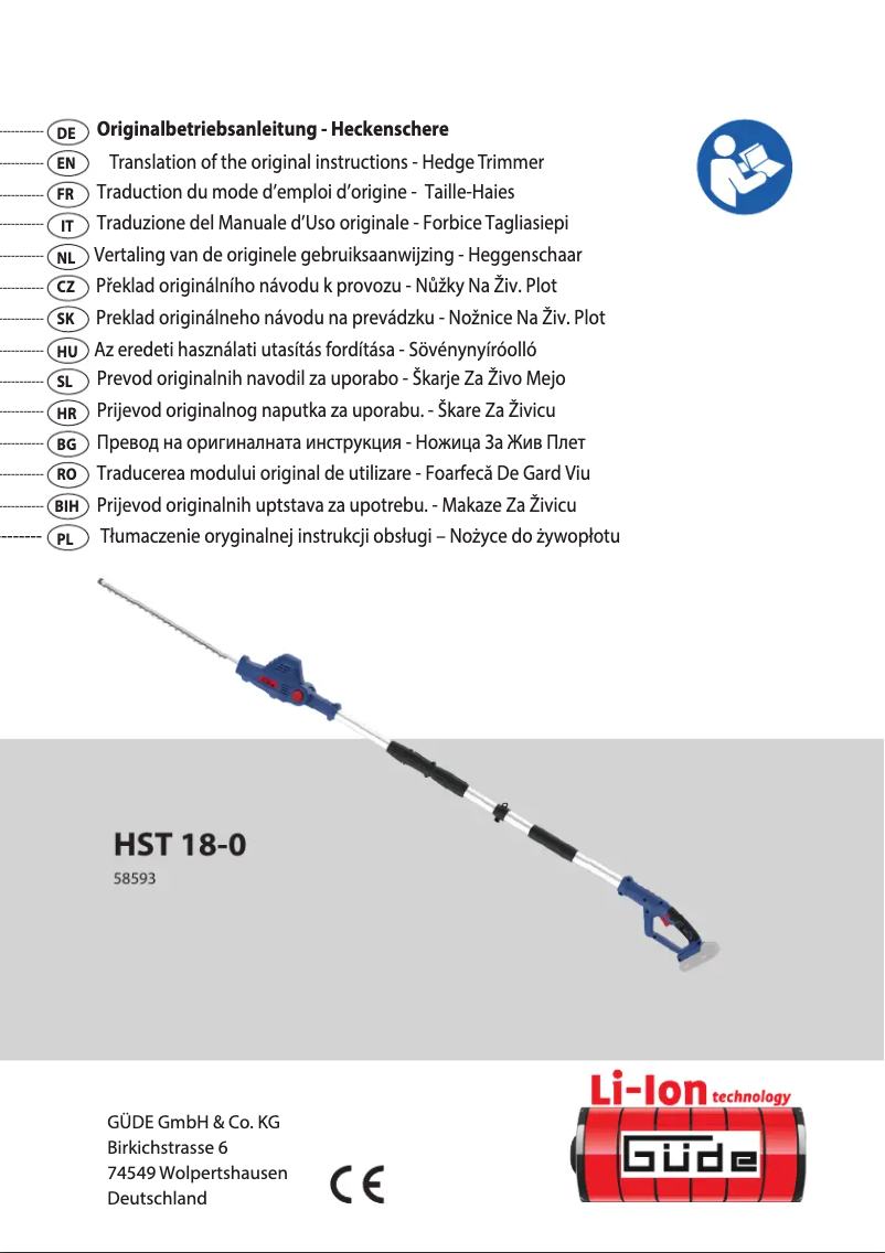 Page n°1 - Manuel utilisateur Güde HST 18-201-05