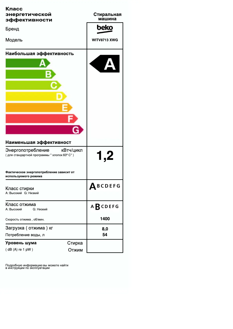 Image de la première page du manuel de l'appareil WITV8713 XWG