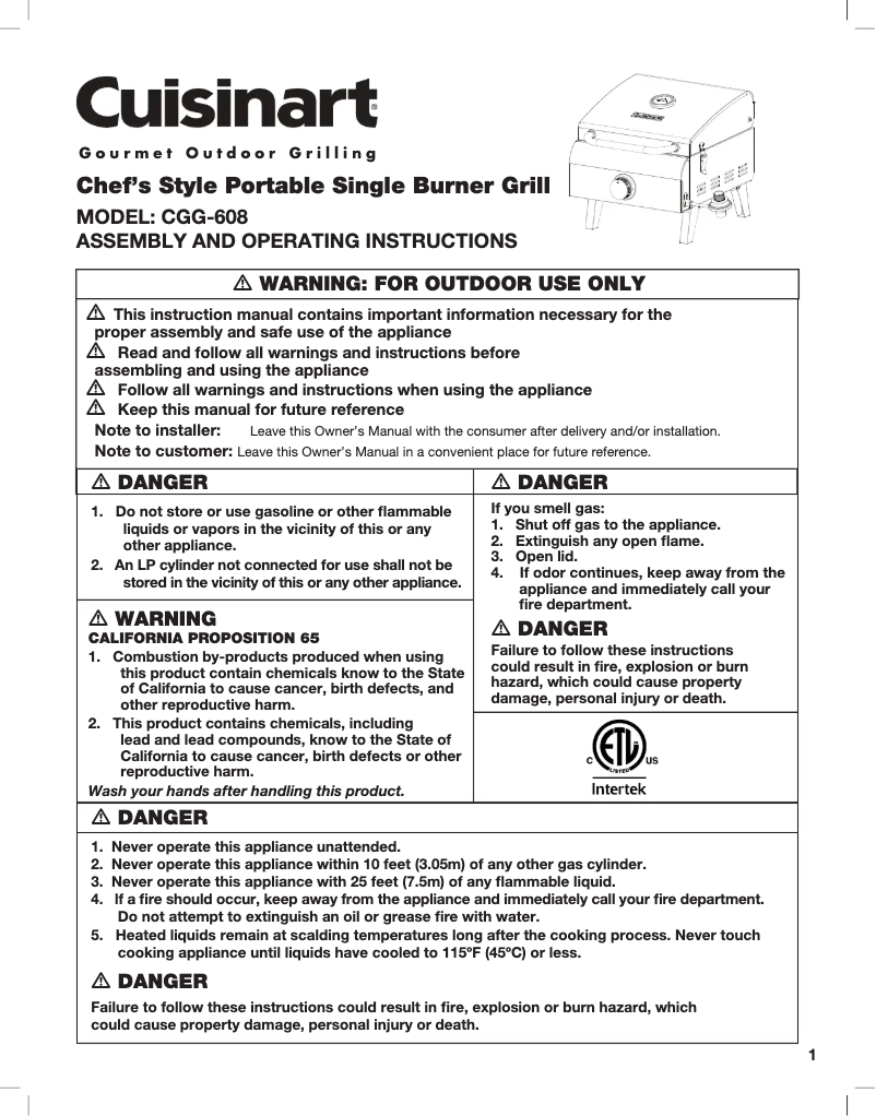 Image de la première page du manuel de l'appareil CGG-608