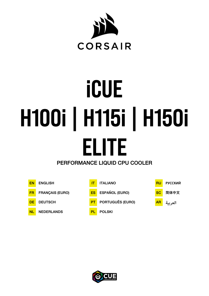 Image de la première page du manuel de l'appareil iCUE H150i RGB PRO XT