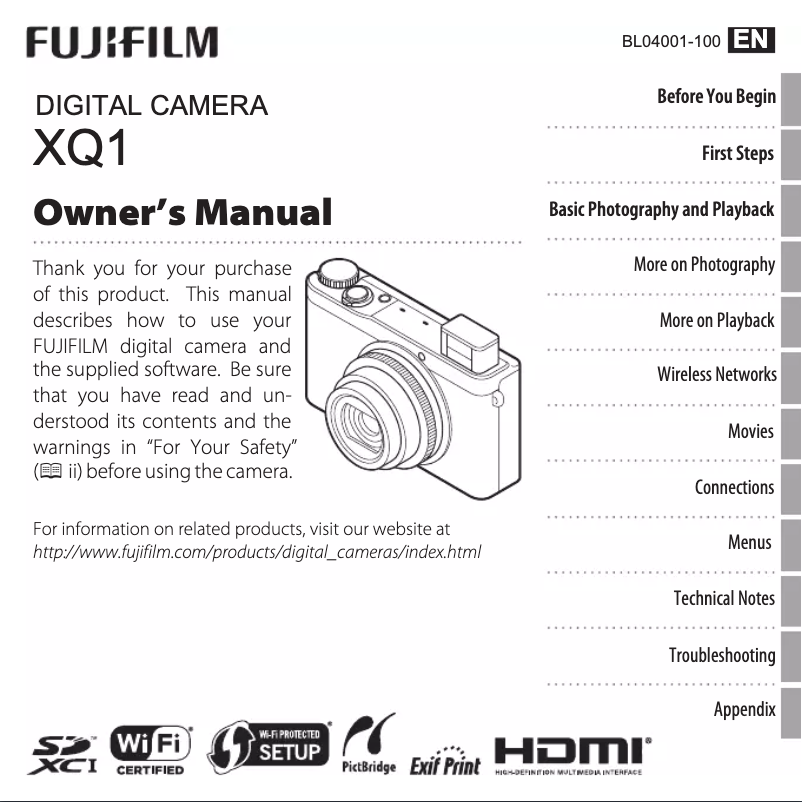 Page n°1 - Manuel utilisateur Fujifilm X-Q1