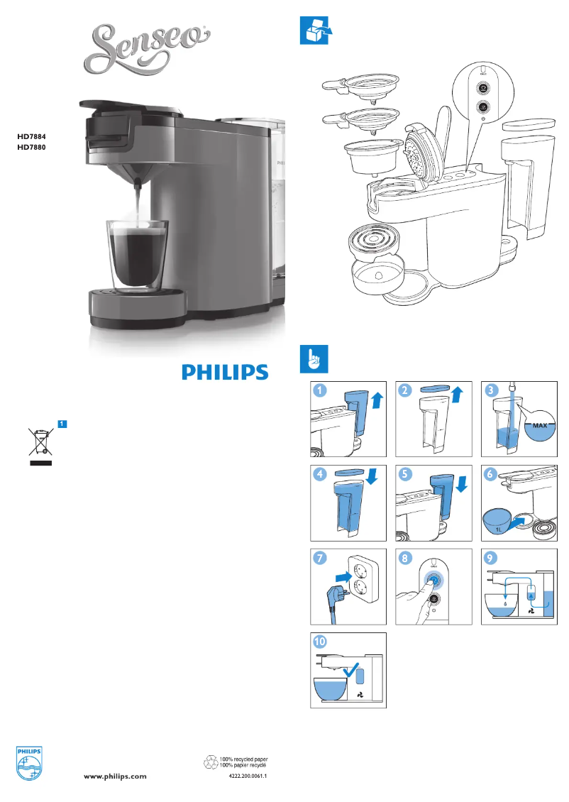 Image de la première page du manuel de l'appareil Senseo Up HD7884