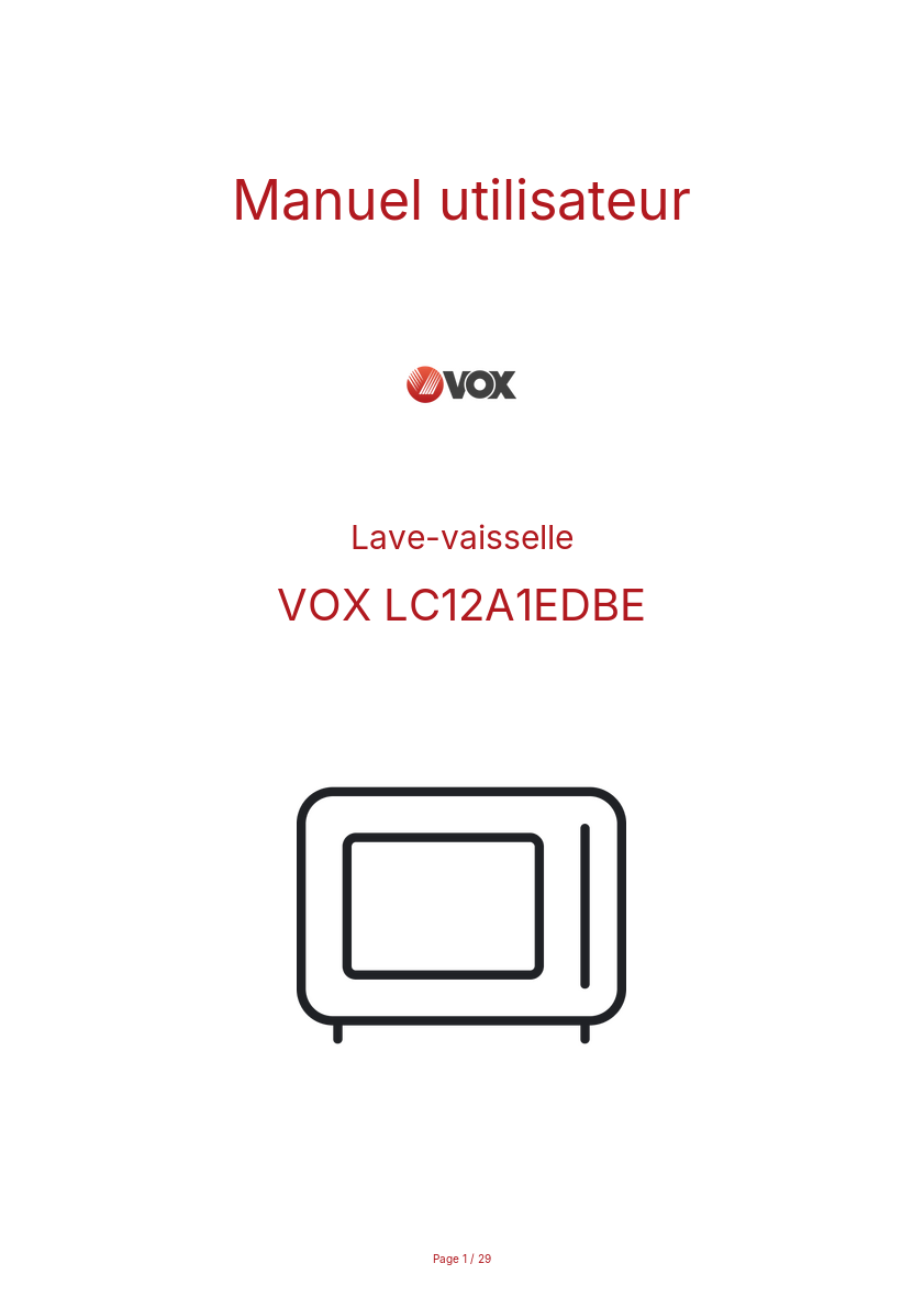 Page n°1 - Manuel utilisateur VOX LC12A1EDBE