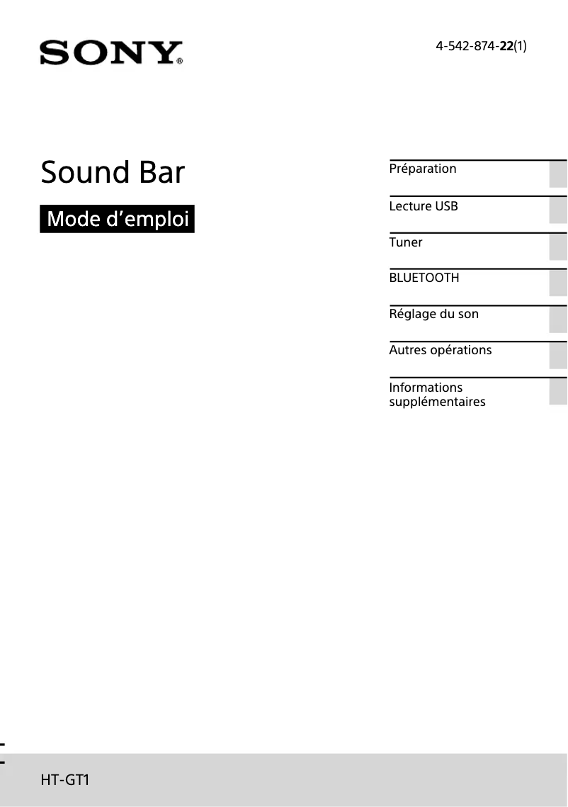 Page n°1 - Manuel utilisateur Sony HT-GT1